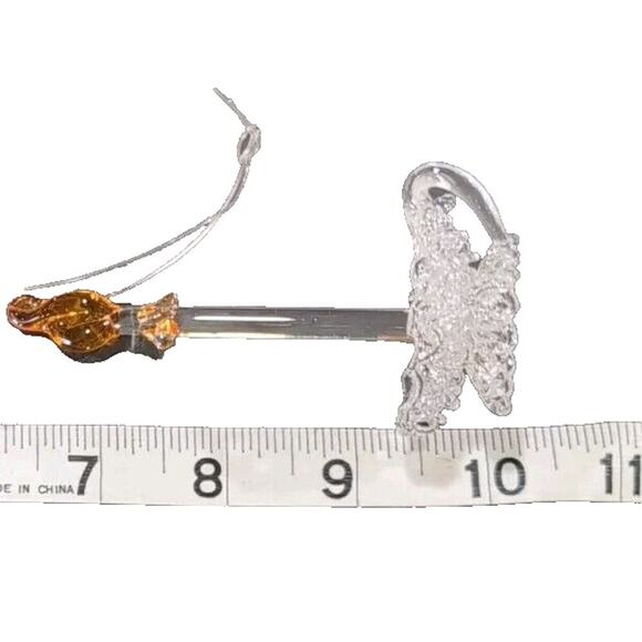 VTG Christmas Ornaments 5 pc Spun Frosted Glass Angel Deer Snowman Candle Banjo - Picture 8 of 10